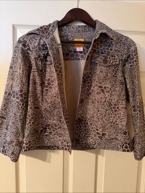 Women’s Brown Patterned Jacket - Casual Lightweight Coat